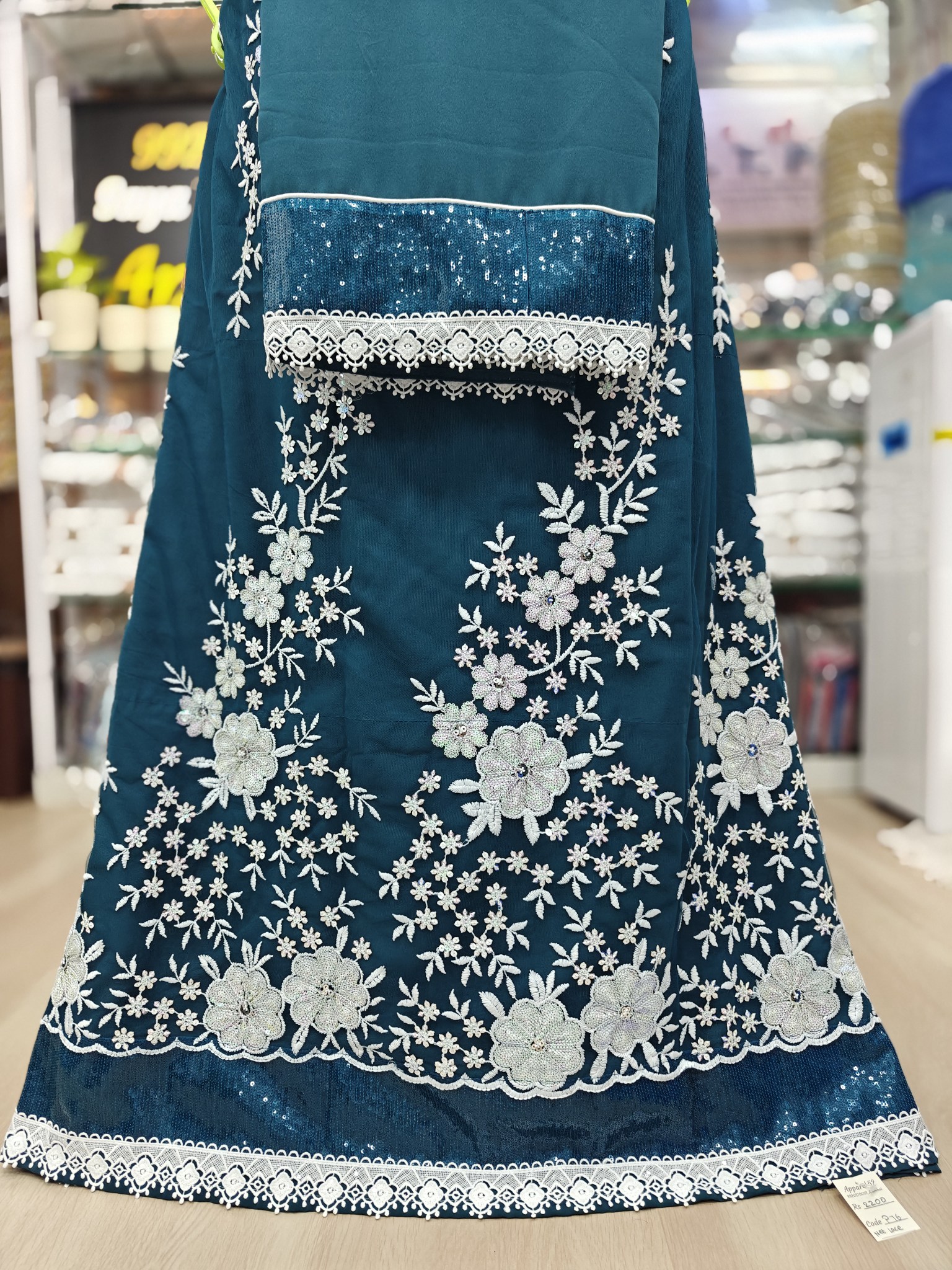  Teal Colour Abaya Net Lace Rida